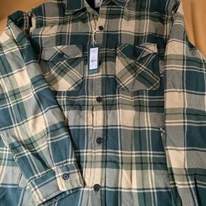 Alpine Design Green and Cream Plaid Shirt Jacket